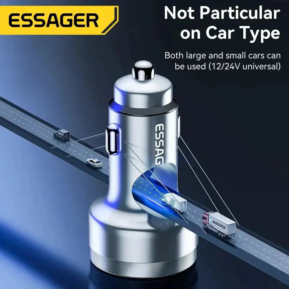 High Speed 3 Port Car Charger With PD Fast Charging Device