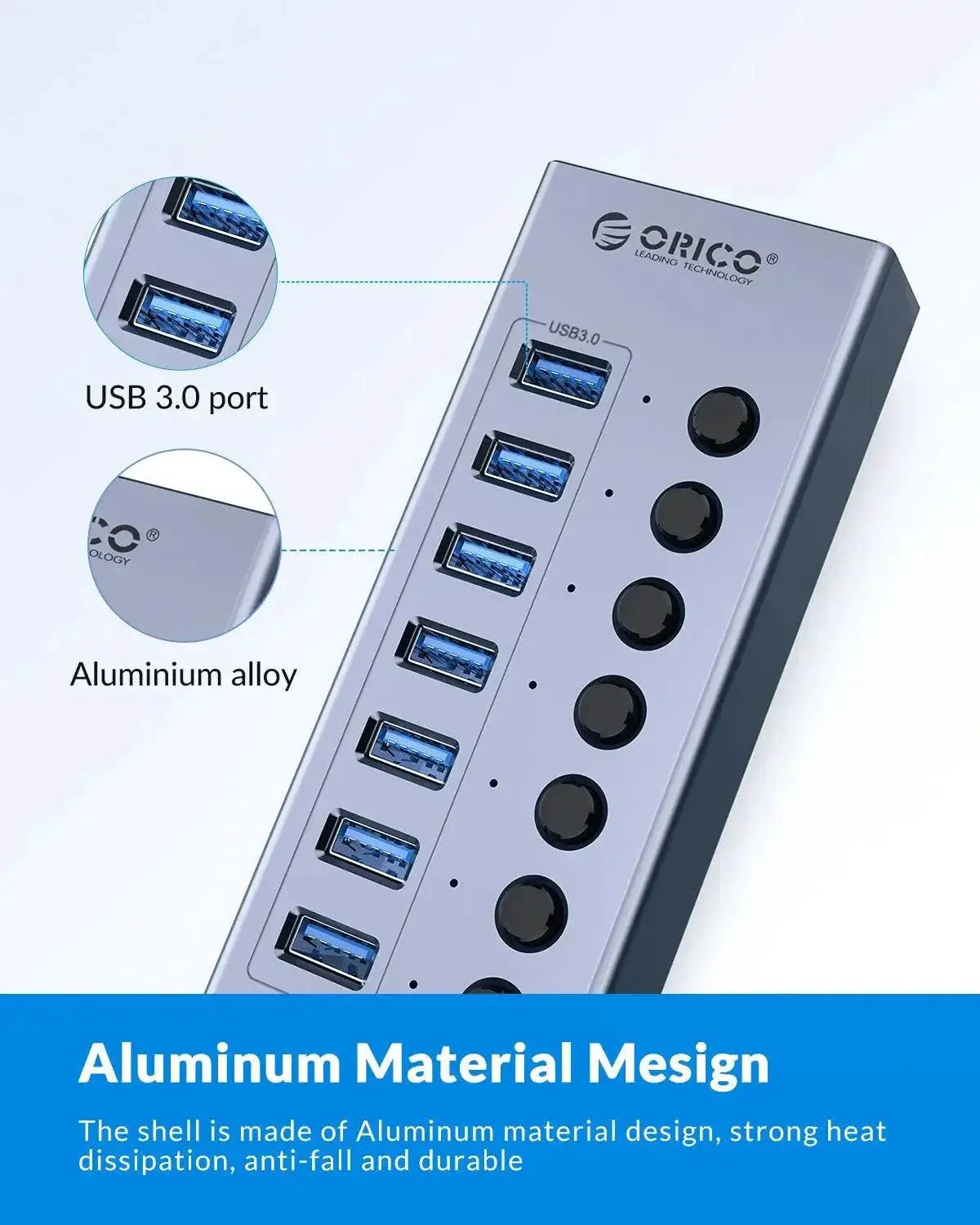 Orico USB Hub High Speed Data Transfer Solution 7 Port
