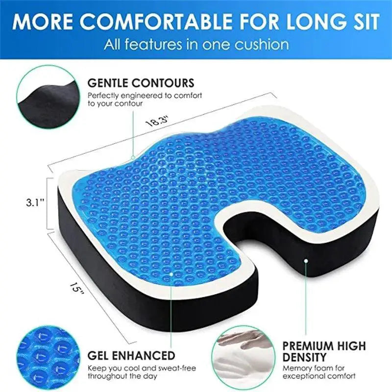Ergonomic Gel Memory Foam Coccyx Cushion For Healthy Sitting