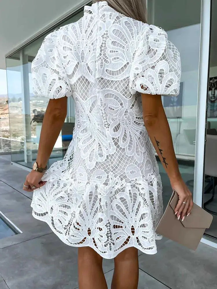 Elegant White Lace Dress Vintage A Line Beauty Elegant