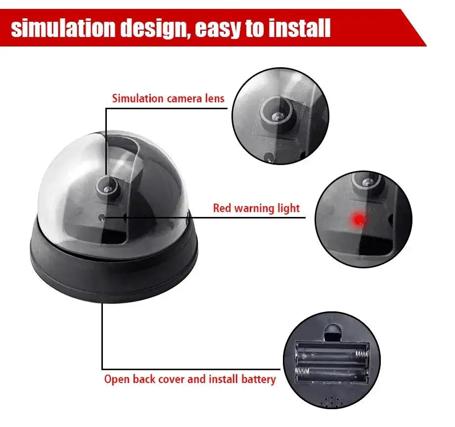 Fuers 4pcs Creative Black Plastic Dome CCTV Dummy Camera Flashing Led Fake Camera Surveillance Security System
