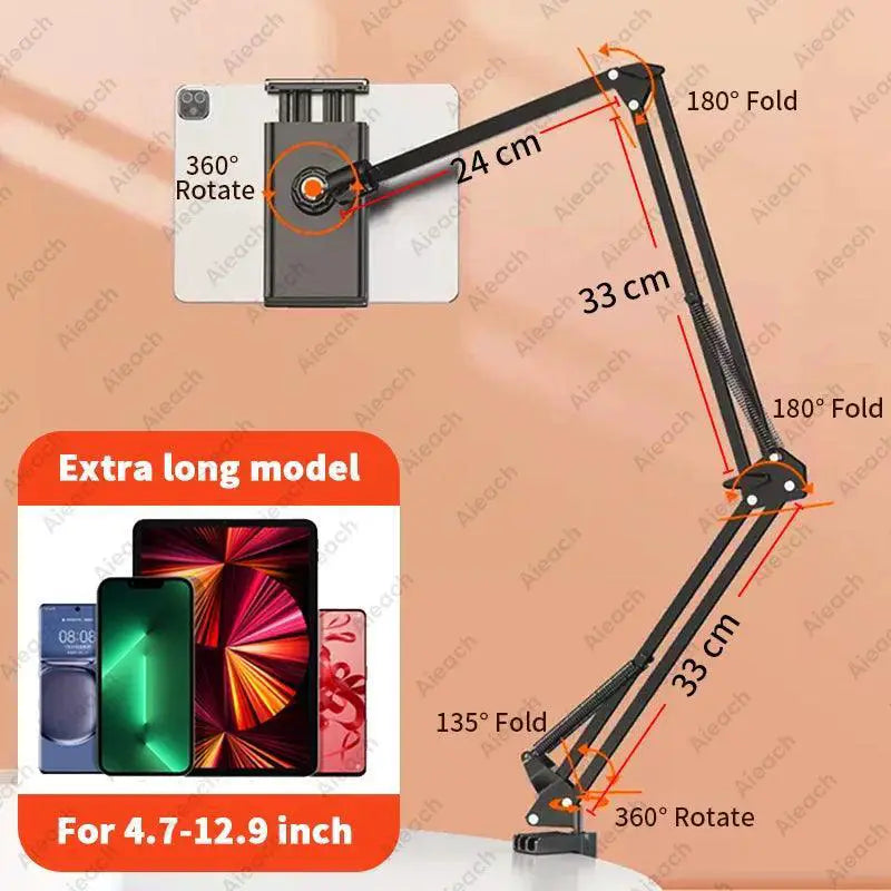 Tablet And Phone Holder Adjustable For Bed With 360 Rotation