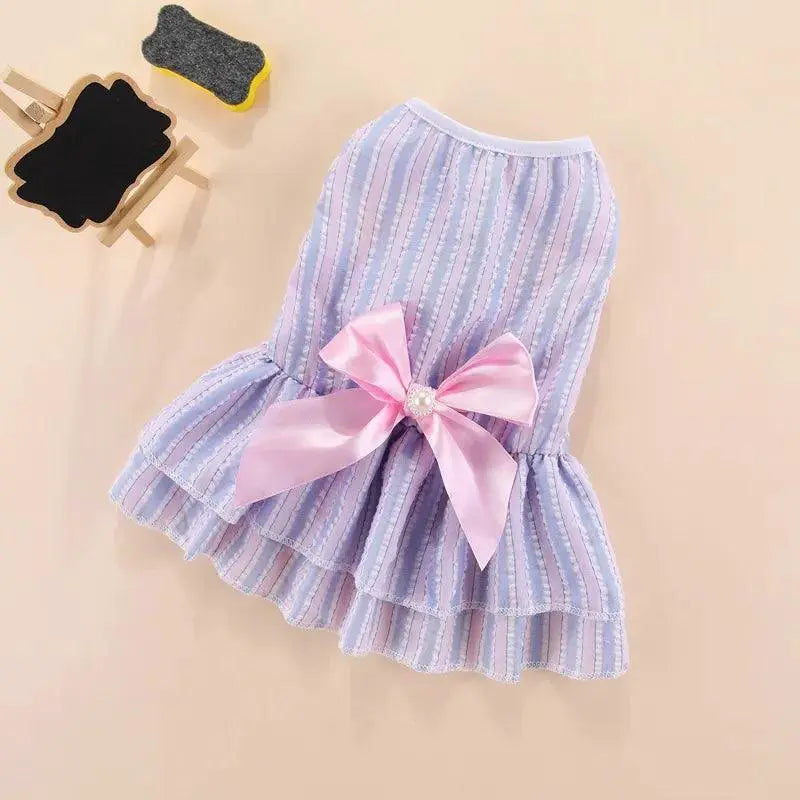 Puppy Butterfly Striped Pet Skirt Summer Princess Dog Dress
