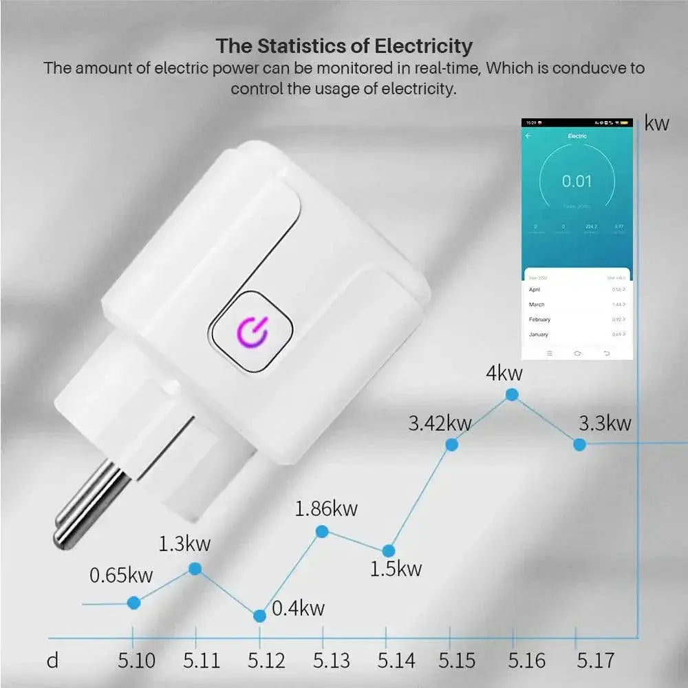 Smart WiFi Plug With Power Monitor And Alexa Support