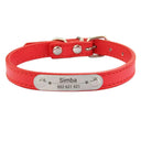 Personalized Pink Leather Dog Collar with ID Nameplate