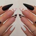 24pcs Light Green Stripe Gradient Fake Nails Full Cover Set