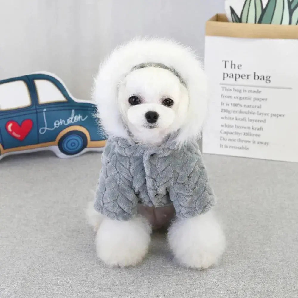 Winter Pet Dog Coat With Wool Lining Polyester Jumpsuit