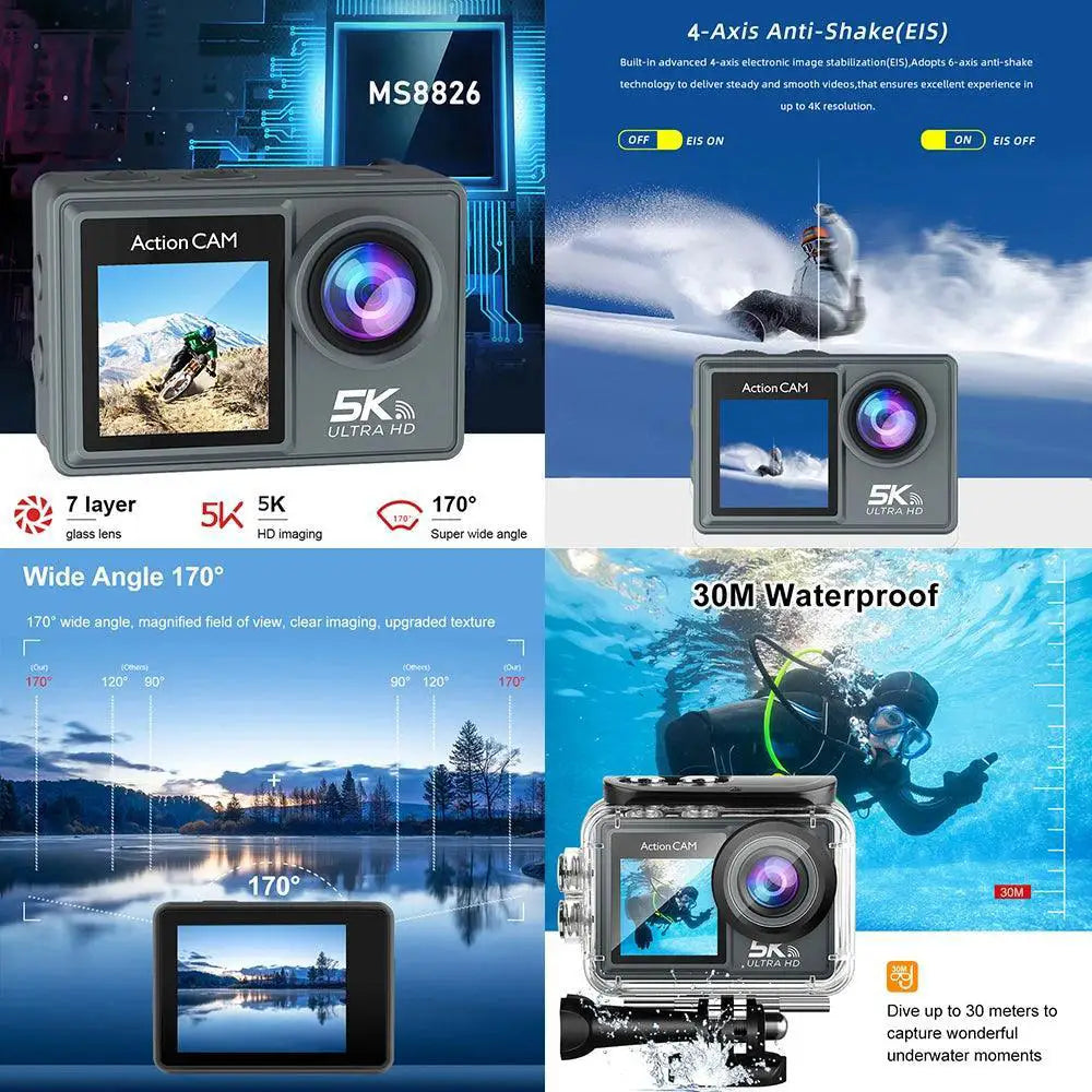 5K Action Camera Capture Adventure With Wireless Mic Remote