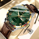 Poedagar Mens Leather Date Week Watch