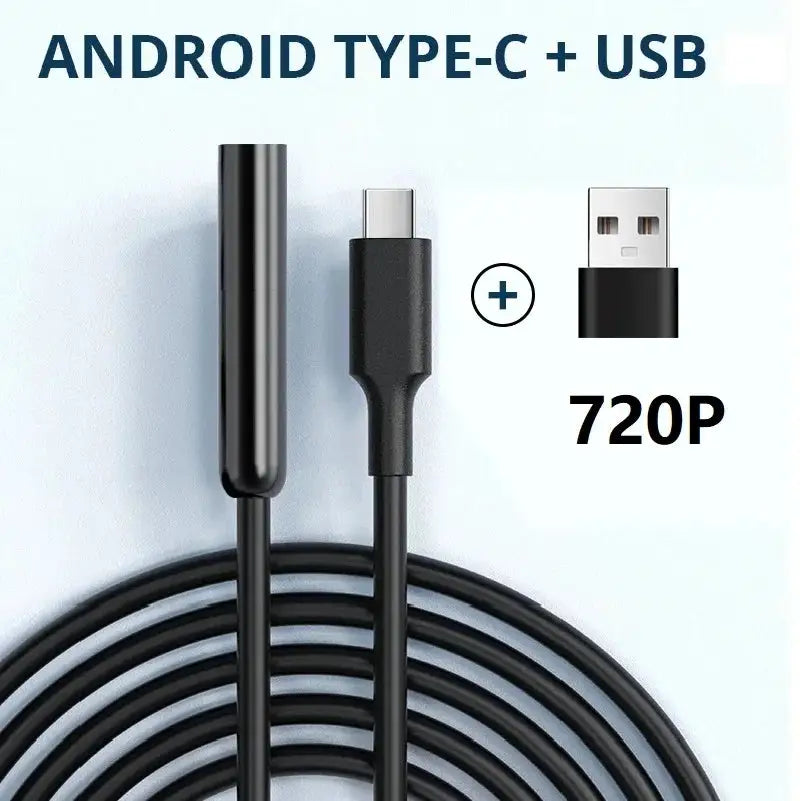 Type-C Endoscope Single Camera Waterproof USB Probe 3in1 IOS Micro USB Car Inspection Borescope for iphone Android Phones