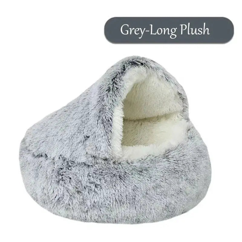 Round Plush Cat Bed Cozy Sleeping Bag For Small Pets