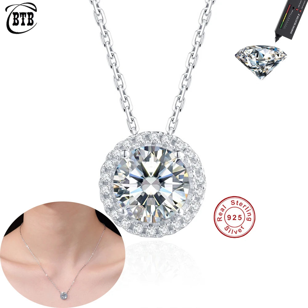Cross Moissanite Pendant Necklace in Sterling Silver — product view 1