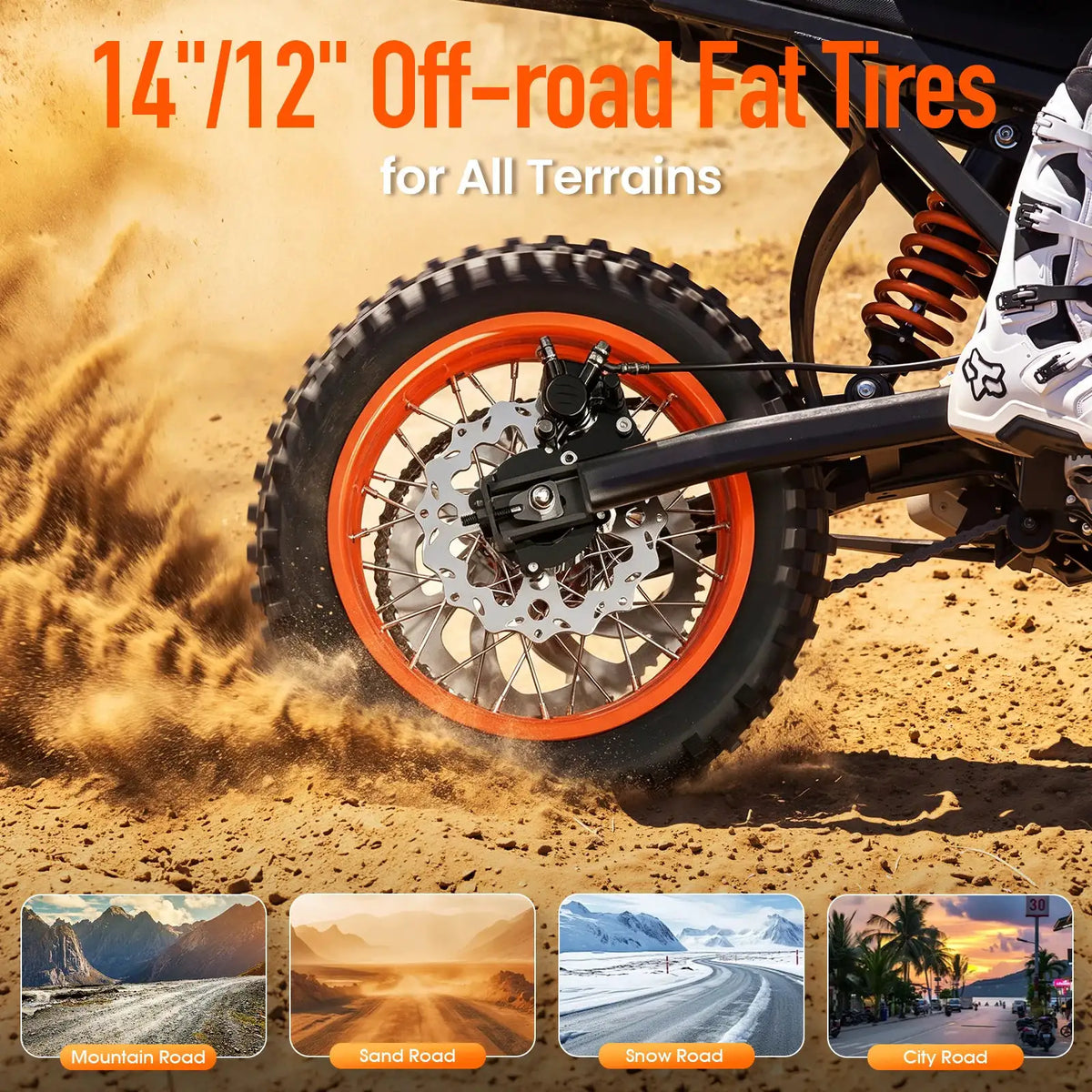 Spacewalk 3000W Electric Dirt Bike 60V 20.8Ah Removable Battery 37MPH 200N.M Torque 14"/12" Fat Tires Front/Rear Hydraulic Brakes LED Headlight Off-Road E-Moto UL2272 for Adults & Teens