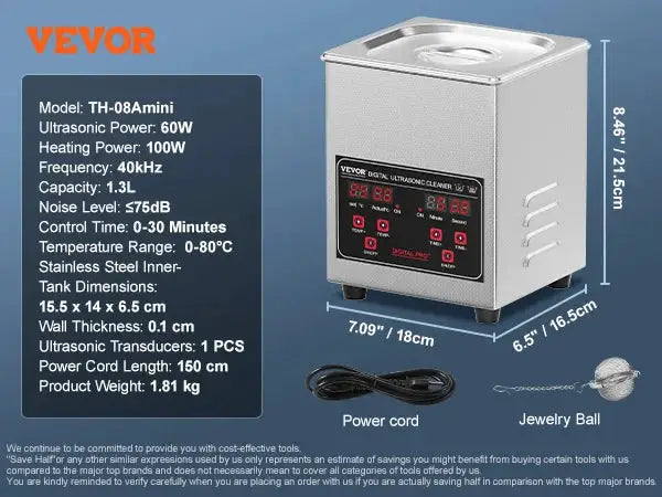 SucceBuy Ultrasonic Cleaner Stainless Steel Portable Cleaning Washing — product view 14