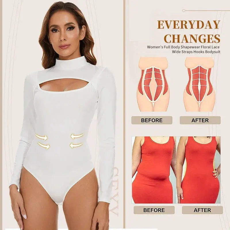 High Collar Tummy Control Corset Bodysuit Slimming Shapewear