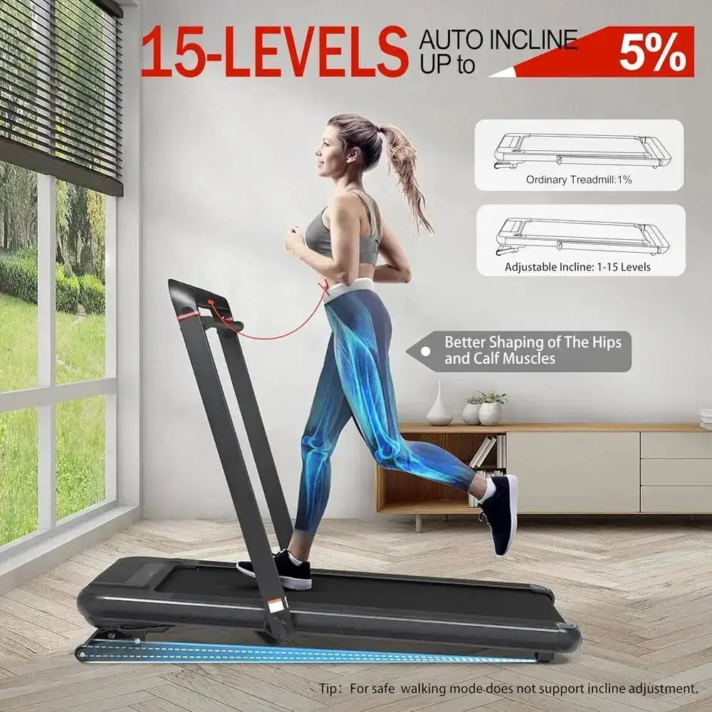 3-in-1 Foldable Treadmill with Auto Incline, 18 Wide Belt, Under-Desk Walking Pad, Remote, Speaker, 265 lbs Capacity