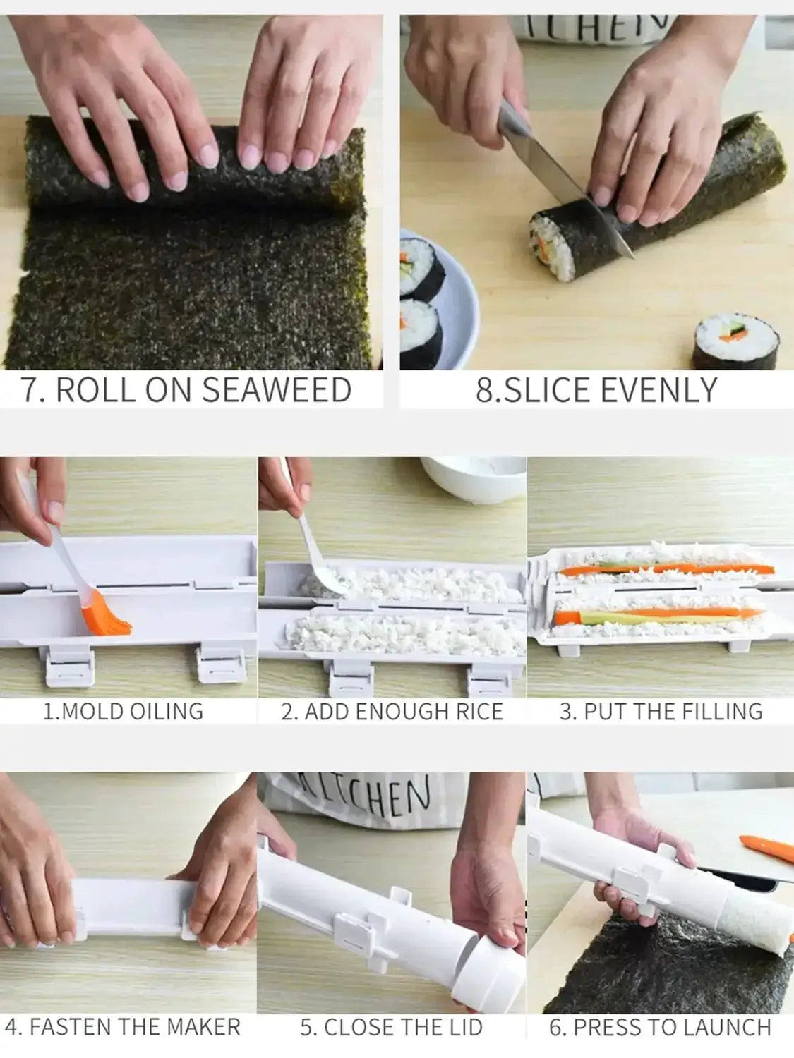 Quick Sushi Maker DIY Roller Rice Mold Kit For Easy Sushi