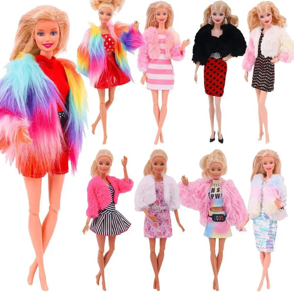 Barbie Doll Fashion Set Chic Coat and Dress for Dolls