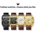 Olevs Square Leather Watch For Men