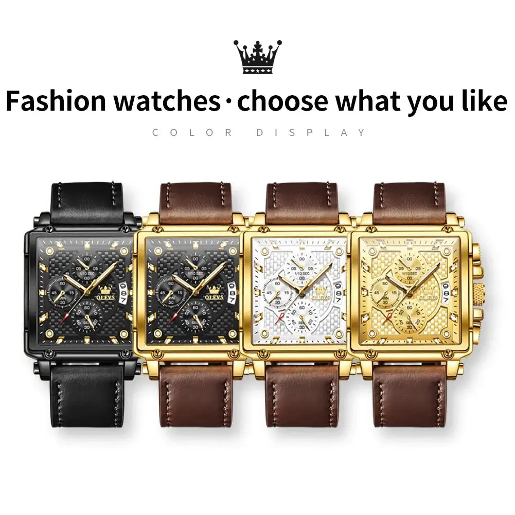 Olevs Square Leather Watch For Men — product image 7