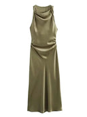 Satin Midi Dress For Women Comfort Fit