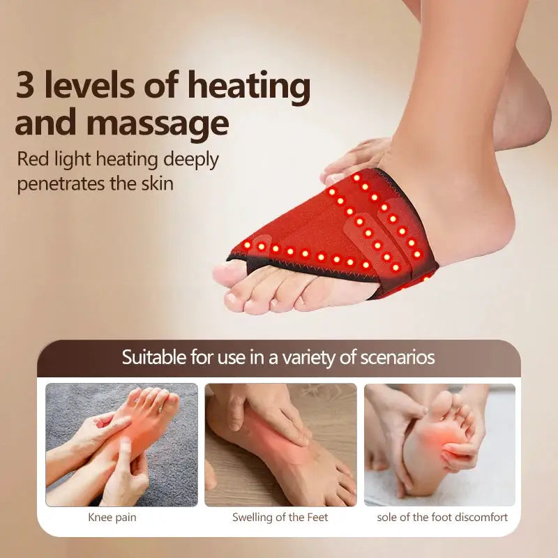 660nm Red Light Heating Toe Wrap Vibration Massager Warm Cover Instep Post Workout Relax Home Leisure Relieve Fatigue