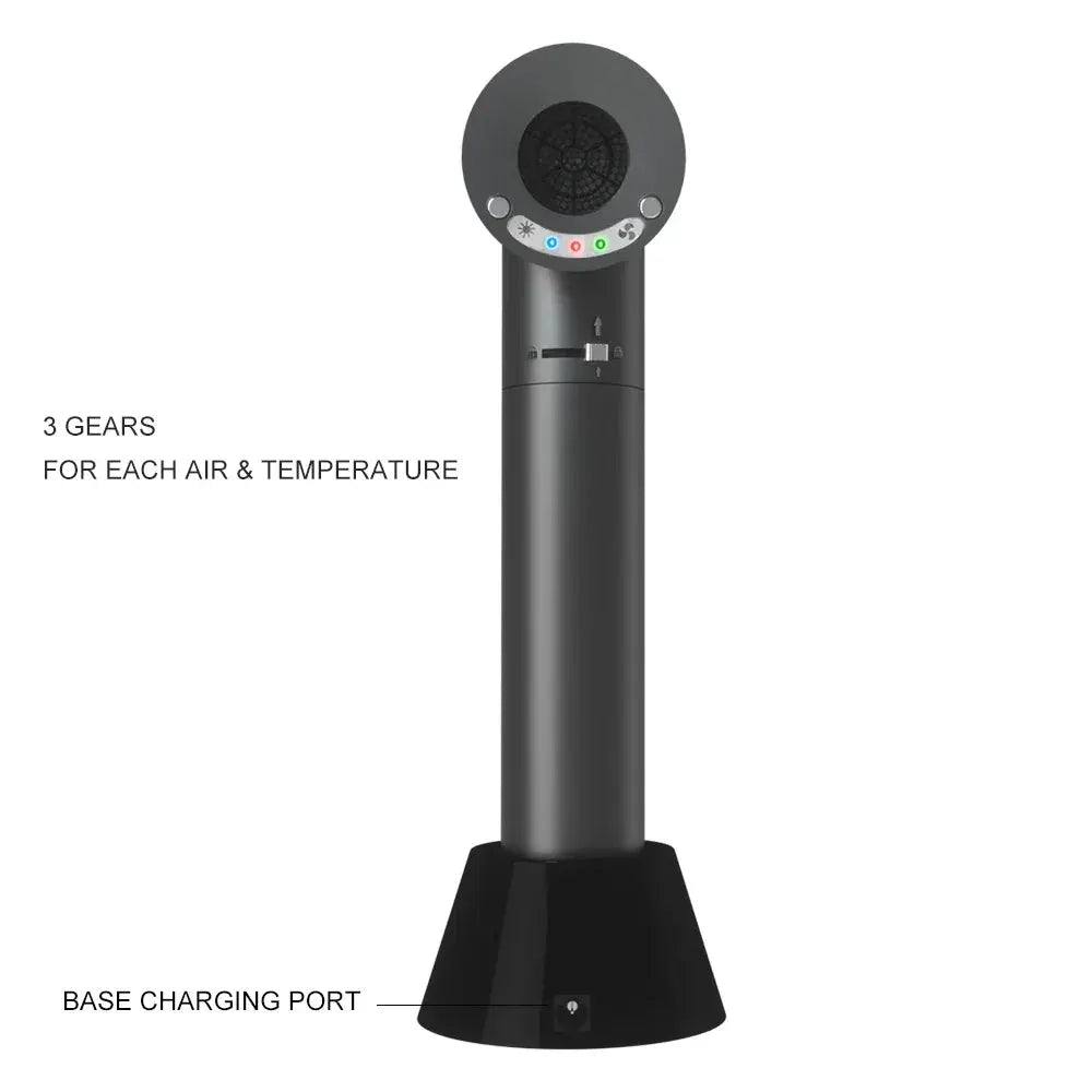 Cordless Hair Dryer Portable Hot Wind Natural Air Adjustment