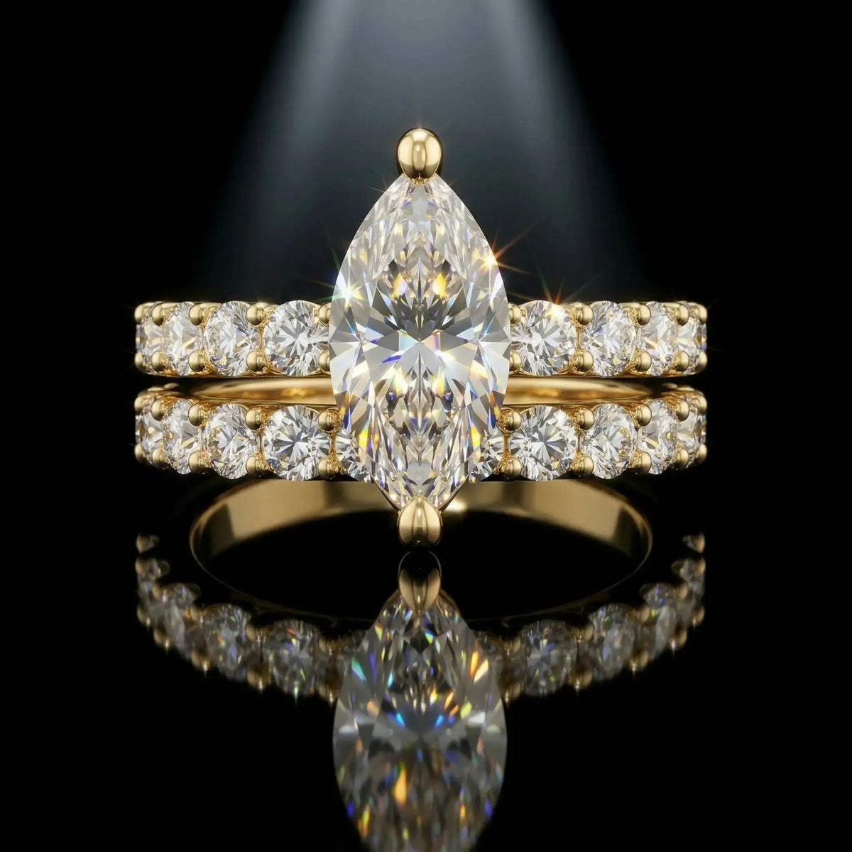 Moissanite Ring in Sterling Silver Carat Marquise Ring — product view 1