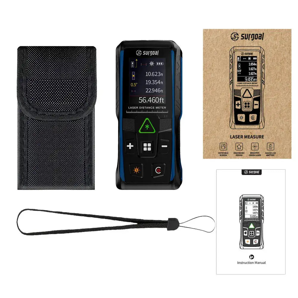 Color Screen 100m Green Laser Rangefinders Multifunction with Digital Level Vibration Meter Laser Tape