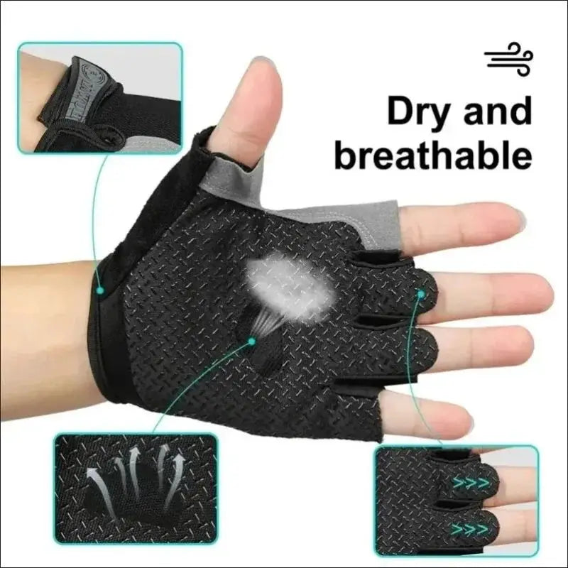 Fingerless Gym Gloves Anti Slip Shock Absorbing Sports