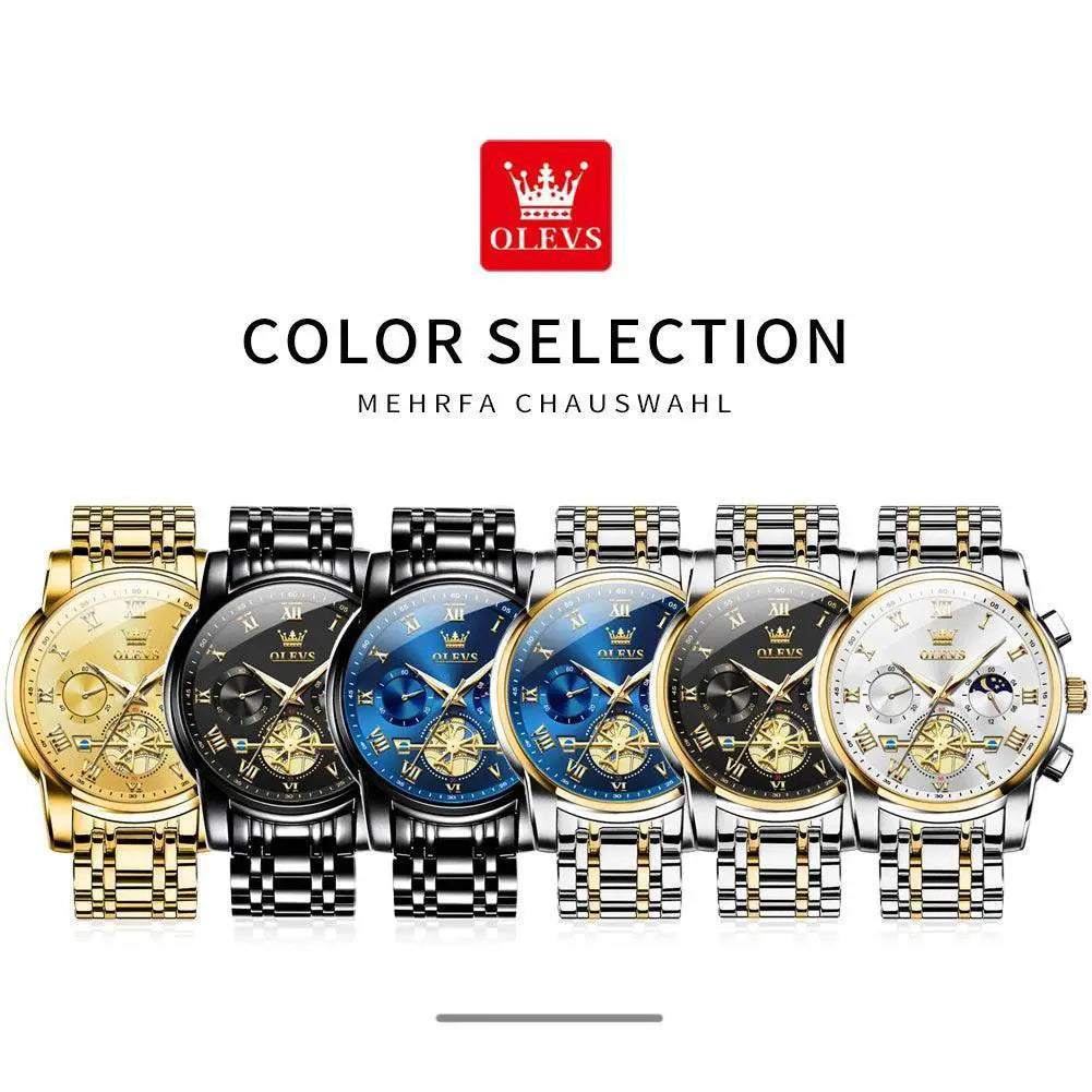 OLEVS Men's Luxury Quartz Watch Timeless Roman Dial Style