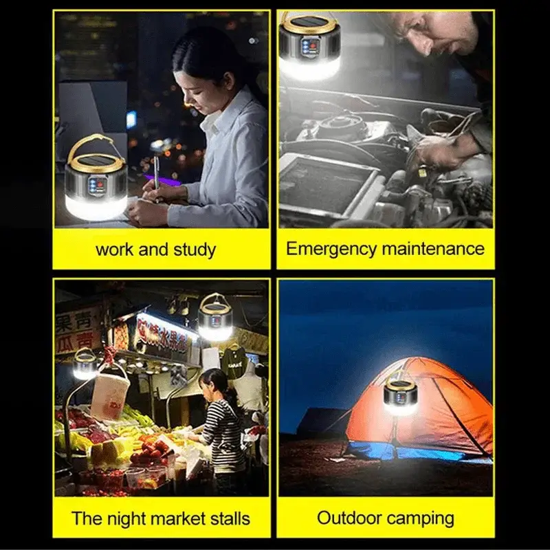 Solar LED Camping Lantern With Remote Control Waterproof Light