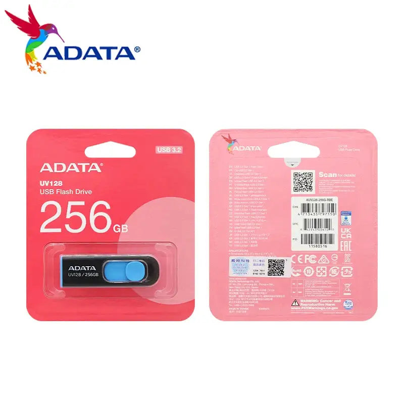 ADATA UV128 USB3.2 USB Flash Drive 32GB 64GB 128GB 256GB High Speed Memory Stick Rrading 100MB/s Pen Drive for Desktop Laptop
