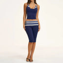 Fitness Set Women Stripes Polka Dot Capri