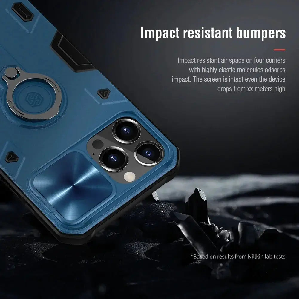 NILLKIN for iPhone 13 Pro Max Case for iPhone 13 Mini Case with Ring stand Case Camera Protection Slide cover