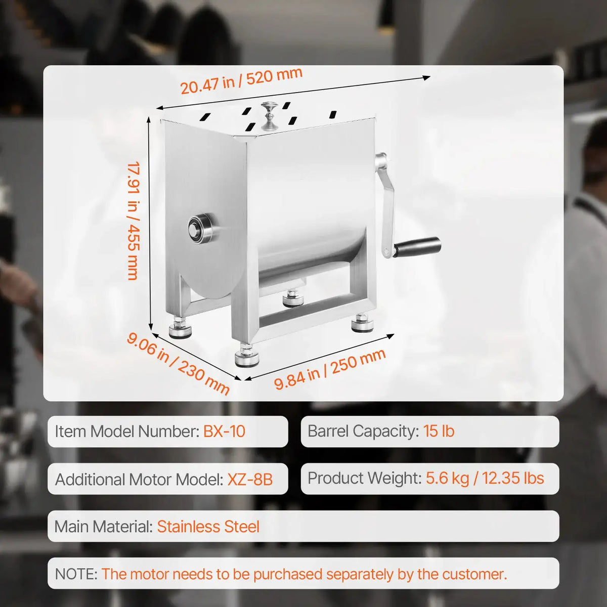 SucceBuy Manual Meat Mixer Fixed Tank Meat Processing Equipment — product view 7