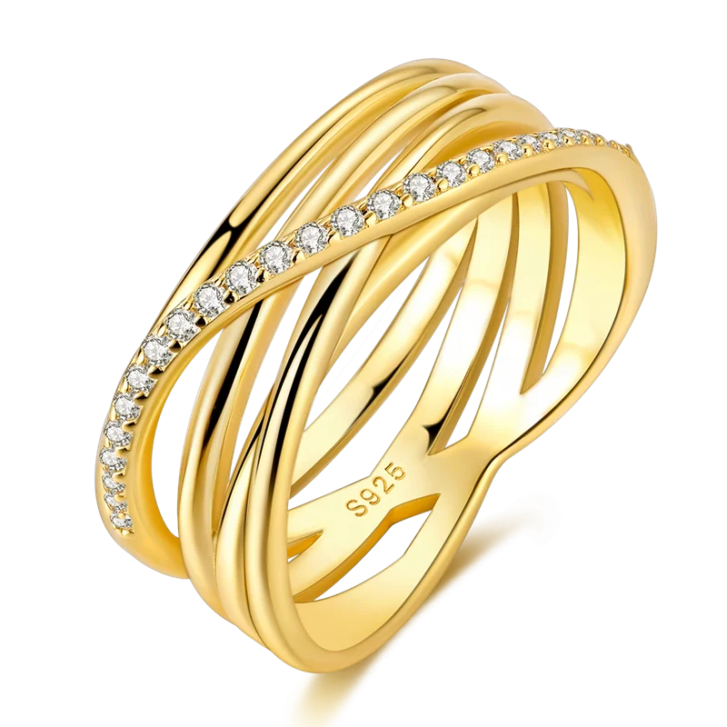 Sterling Silver Golden Ring Sparking