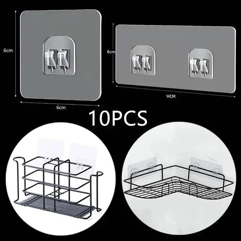 Clear Adhesive Shelf Hooks for Kitchen and Bathroom Storage