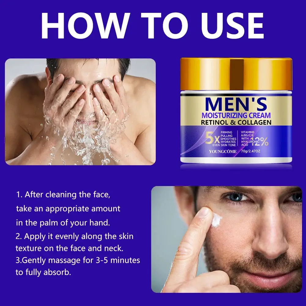 Men's Retinol Face Moisturizer Moisturizing Retinol Cream Anti-Wrinkle Aging Moisturizing Shrink Pores Whitening Smooth Retinol