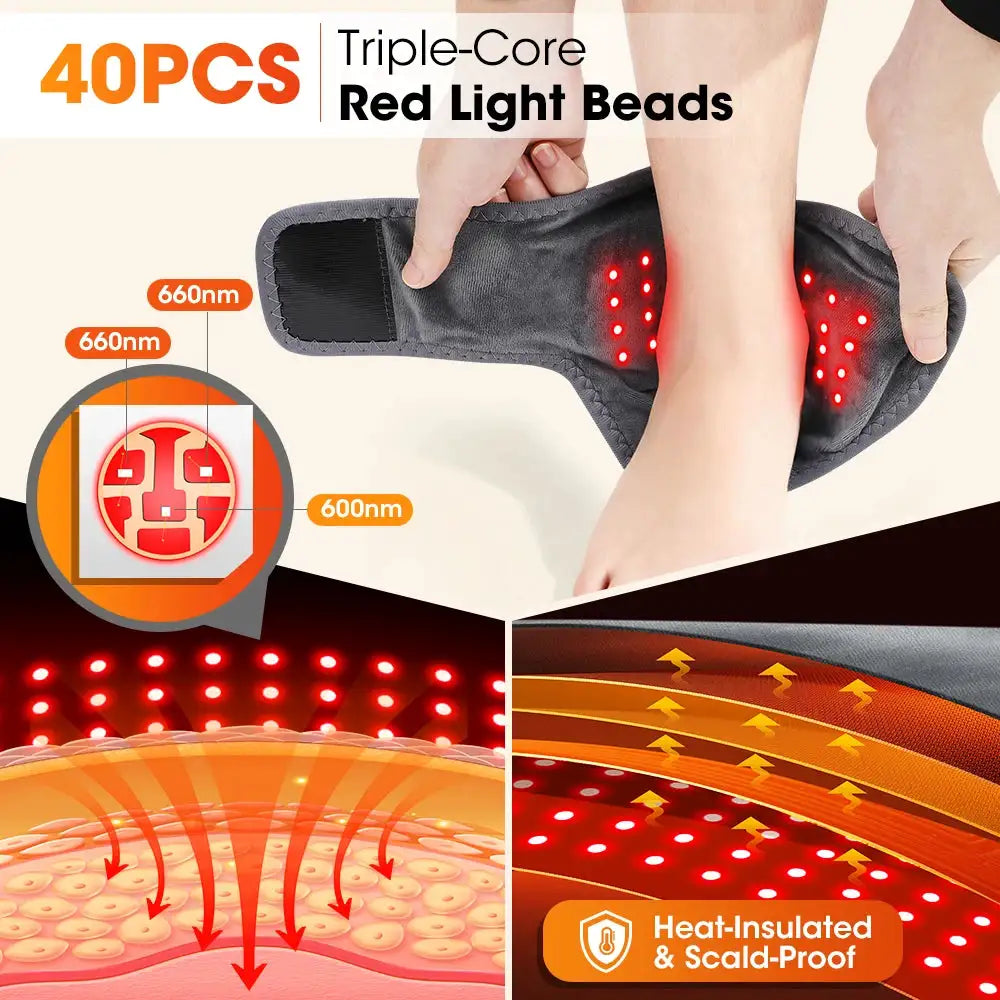 Wireless LED Ankle Massager Rechargeable Heated Brace with 5 Heat Settings & 3 Vibrations for Joint Relief And Relaxation