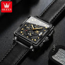 Olevs Square Leather Watch For Men