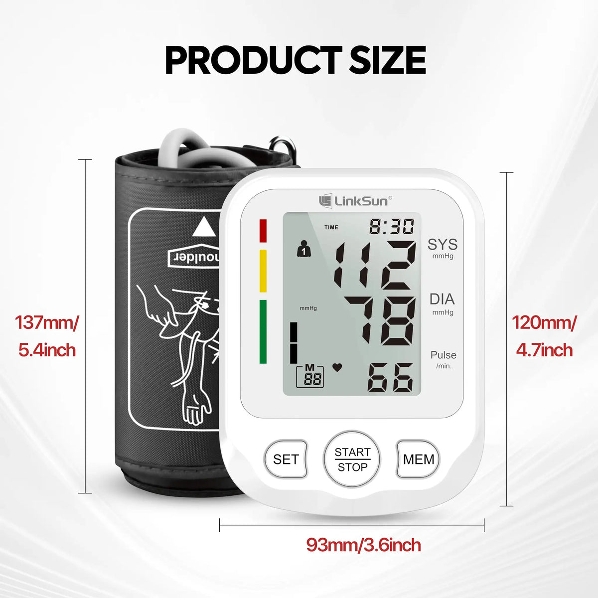 LinkSun Smart Blood Pressure Monitor Tensiometer Upper Arm Automatic Digital BP Measuring Device Blood Pressure Guage Kit 2005-1
