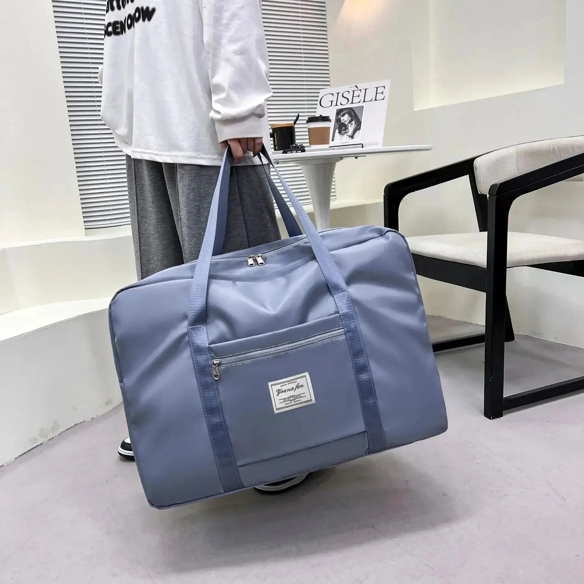 Pink Blue Grey Travel Large Capacity Zipper Gym Handbag - OurLum.com