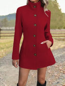 Long Stand Collar Patchwork Coat
