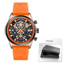 Chronograph Watch for Men Waterproof Yellow Silicone Strap Luminous Hands