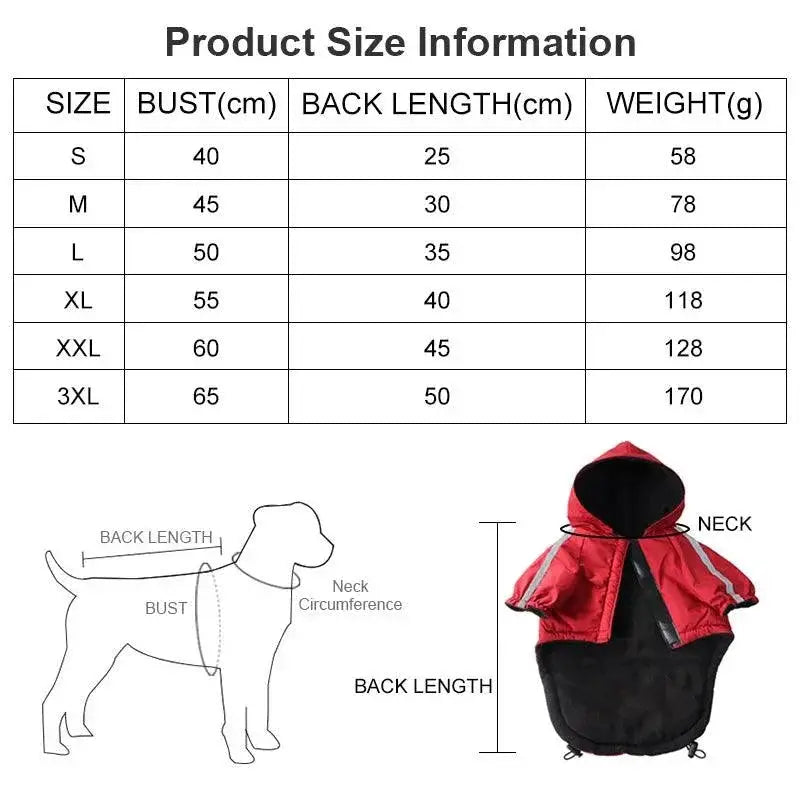 Winter Waterproof Hooded Dog Jacket With Reflective Design