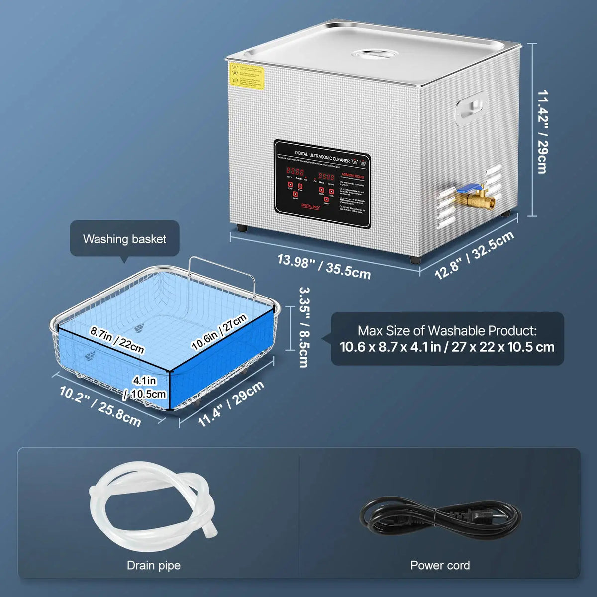 SucceBuy Ultrasonic Cleaner Stainless Steel Portable Cleaning — product view 13