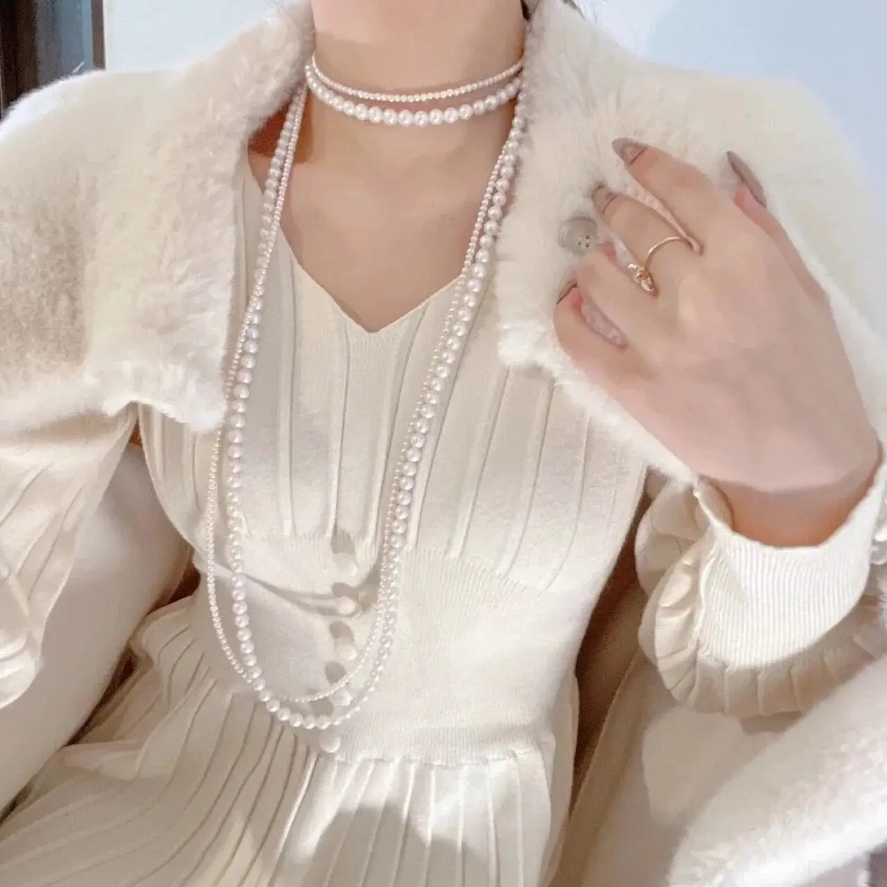 Luxury Double Layer Pearl Necklace Elegant Jewelry For Women
