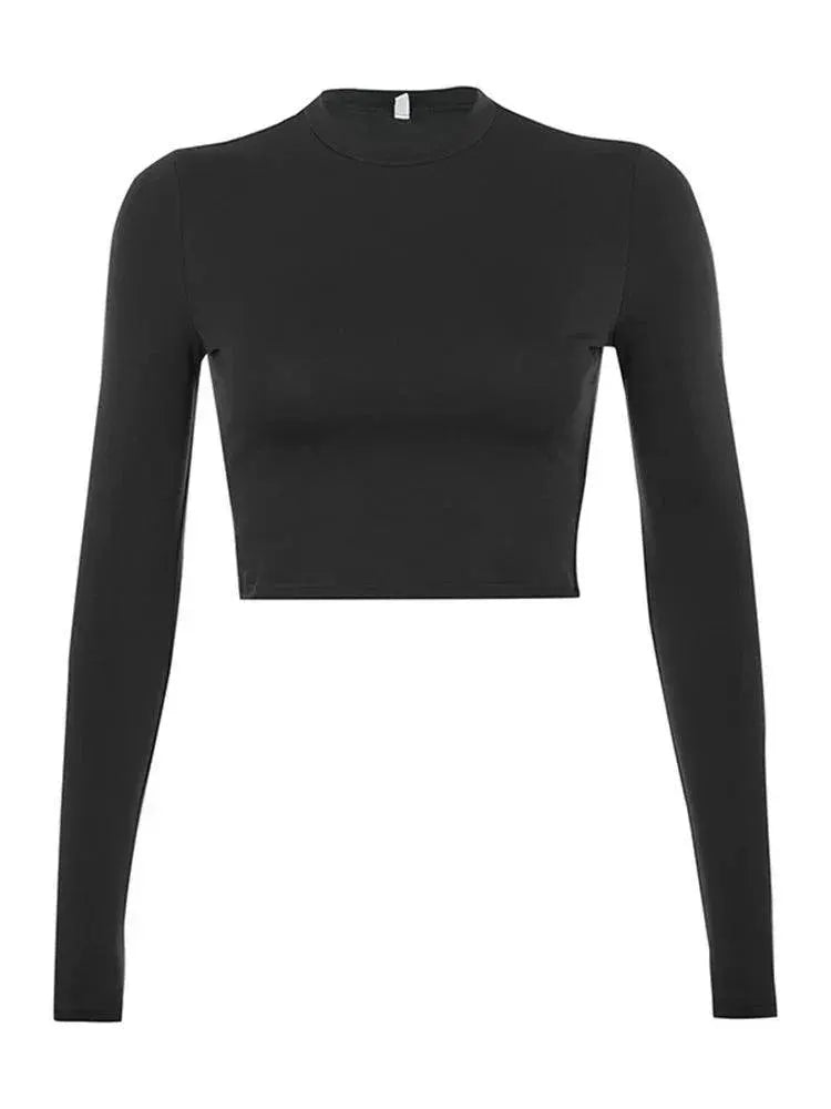 Korean Style Crop Top Tee Autumn Essential Wardrobe