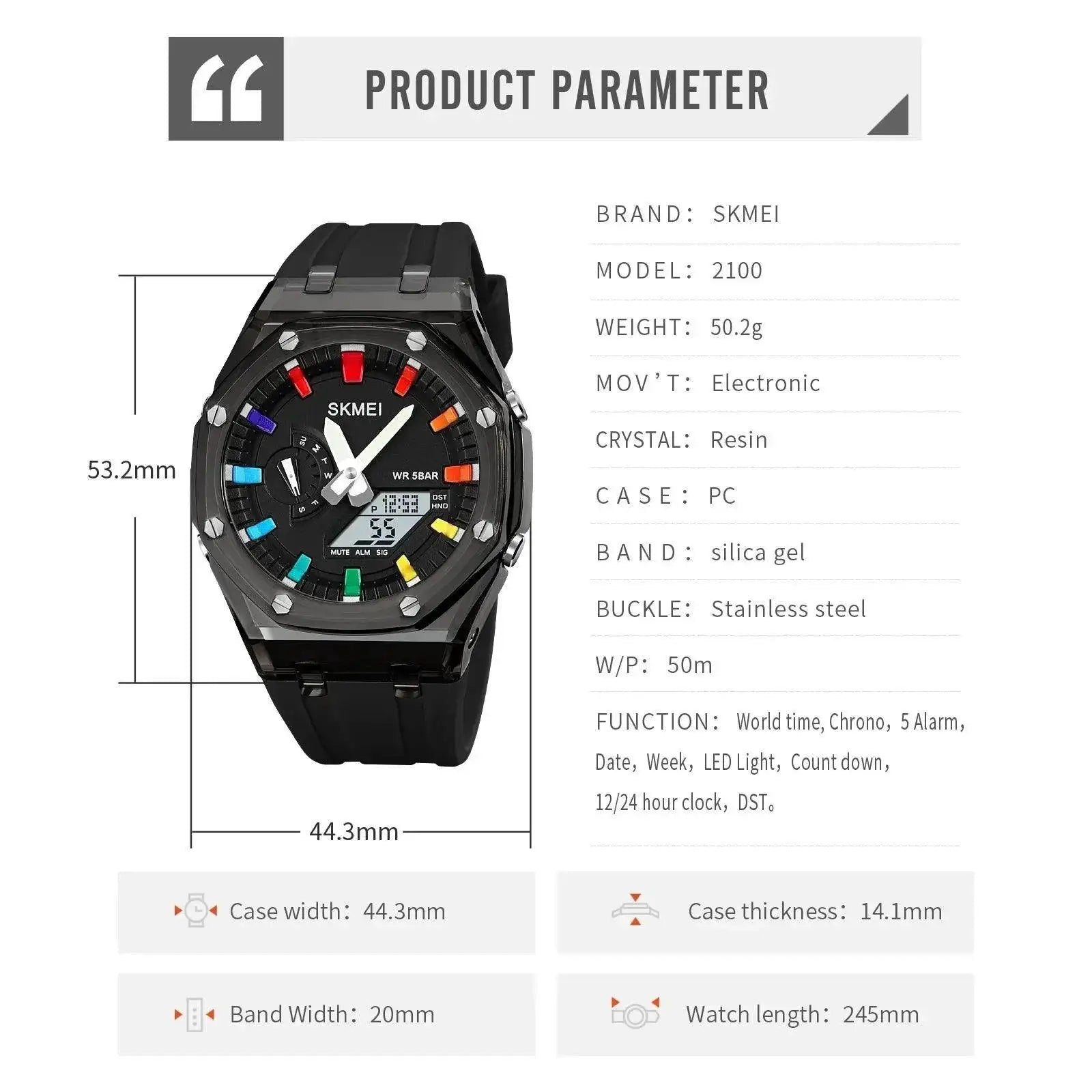 SKMEI Outdoor Men LED Digital Watch Durable Wristwatch